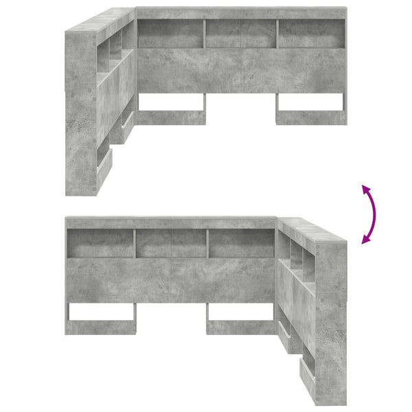 Aufbewahrungskopfteil mit Regal Beton Grau 140 cm