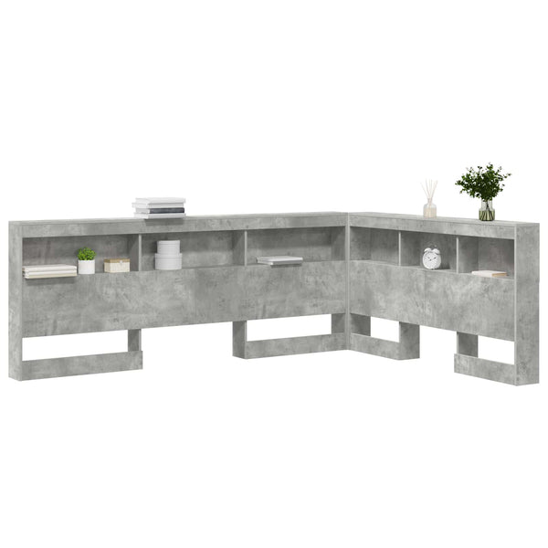 Aufbewahrungskopfteil mit Regal Beton Grau 140 cm