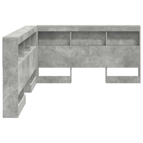 Aufbewahrungskopfteil mit Regal Beton Grau 140 cm