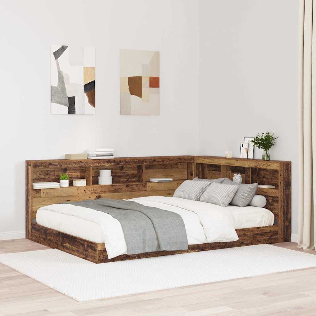 Aufbewahrungskopfteil mit Regal Altholz 140 cm