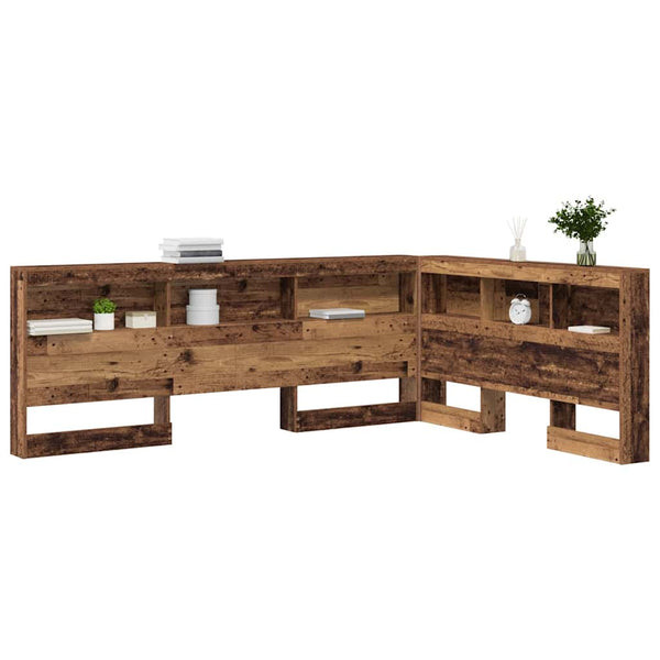 Aufbewahrungskopfteil mit Regal Altholz 140 cm