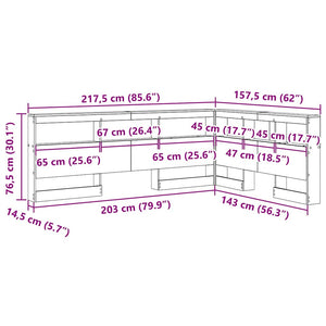 Aufbewahrungskopfteil mit Regal Altholz 140 cm