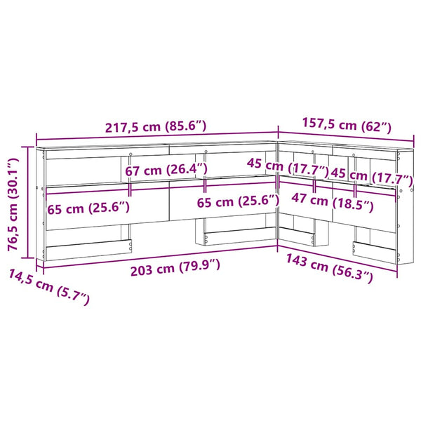 Aufbewahrungskopfteil Eiche 140 cm