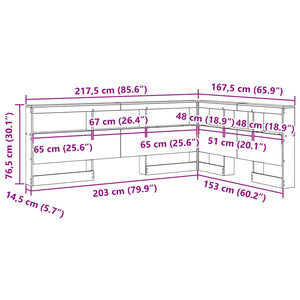 Graues Sonoma Kopfteil mit Stauraum 150 cm