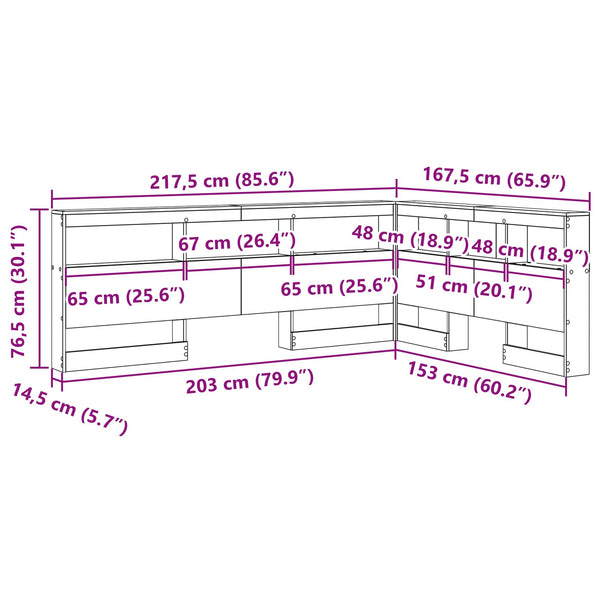 Graues Sonoma Kopfteil mit Stauraum 150 cm