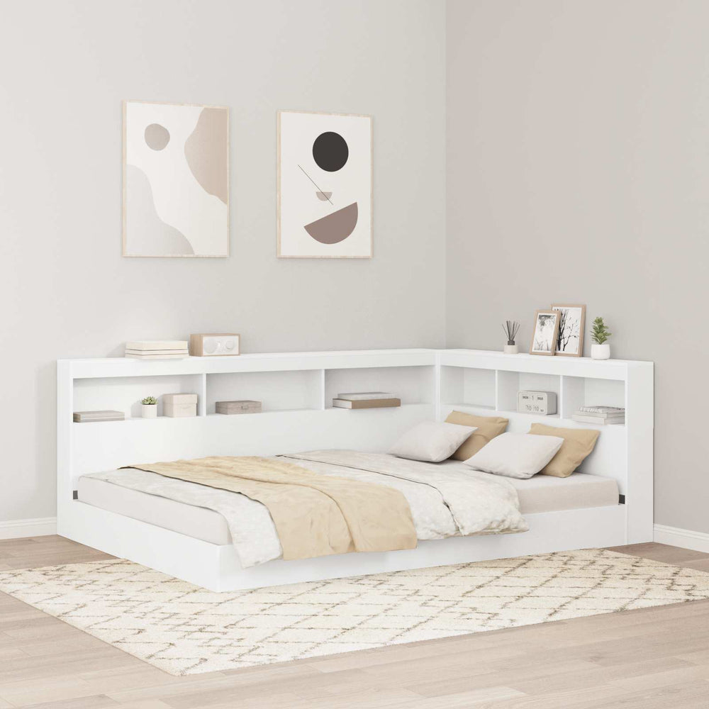 Aufbewahrungskopfteil mit Regal Weiß 160cm