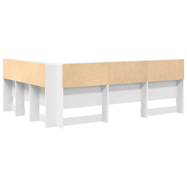 vidaXL Tête de lit de rangement avec étagère Blanc 160 cm Bois d'ingénierie