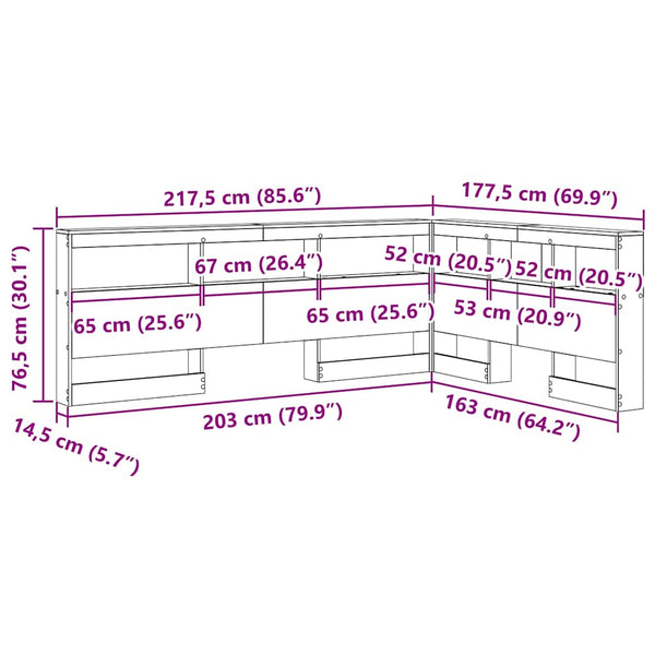 Aufbewahrungskopfteil 160 cm Schwarz Eiche