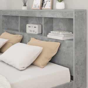 Bett Kopfteil mit Regal Beton Grau 160 cm