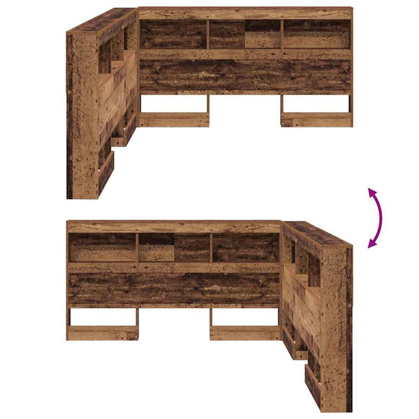 Aufbewahrungskopfteil mit Regal 160cm Altholz