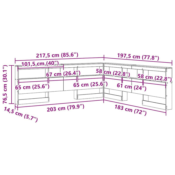 Aufbewahrungskopfteil mit Regal Weiß 180 cm
