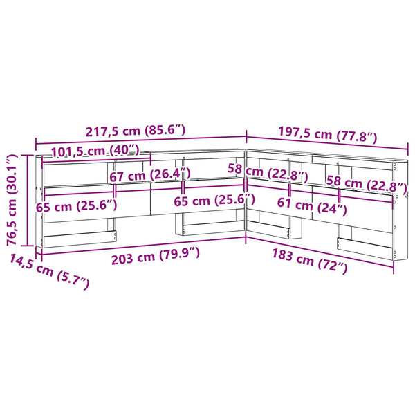 Aufbewahrungskopfteil Sonoma-Eiche 180 cm