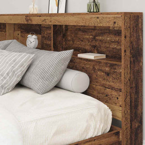Tête de lit de rangement vidaXL avec étagère, bois de récupération, 180 cm, bois d'ingénierie