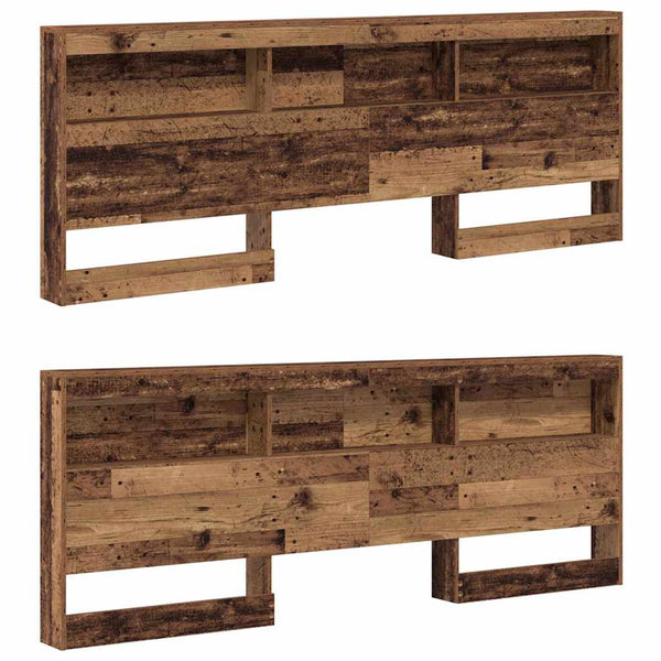 Tête de lit de rangement vidaXL avec étagère, bois de récupération, 180 cm, bois d'ingénierie