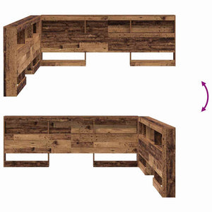 Tête de lit de rangement vidaXL avec étagère, bois de récupération, 180 cm, bois d'ingénierie
