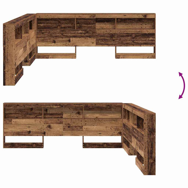 Tête de lit de rangement vidaXL avec étagère, bois de récupération, 180 cm, bois d'ingénierie
