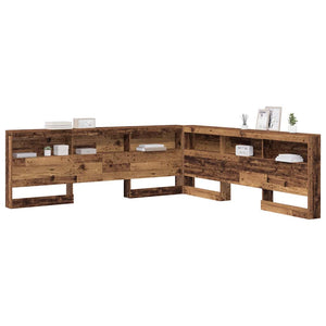 Tête de lit de rangement vidaXL avec étagère, bois de récupération, 180 cm, bois d'ingénierie