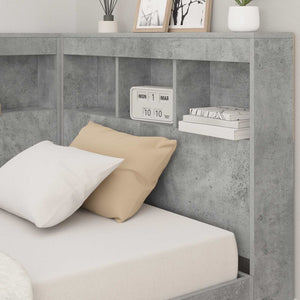 Aufbewahrungskopfteil mit Regal Beton Grau 75 cm