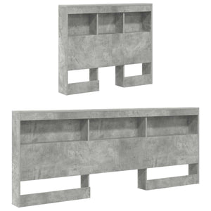 Aufbewahrungskopfteil mit Regal Beton Grau 75 cm