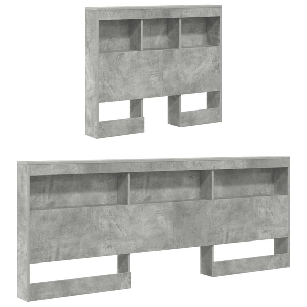 Aufbewahrungskopfteil mit Regal Beton Grau 75 cm