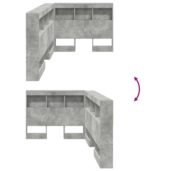 Aufbewahrungskopfteil mit Regal Beton Grau 75 cm
