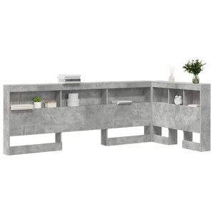 Aufbewahrungskopfteil mit Regal Beton Grau 75 cm