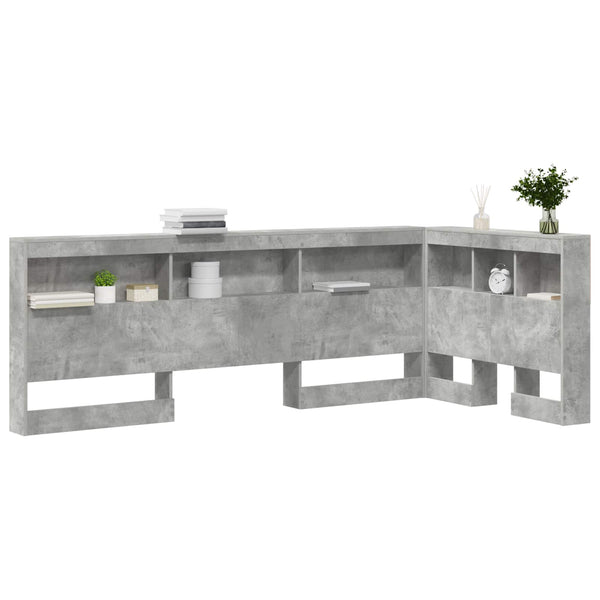Aufbewahrungskopfteil mit Regal Beton Grau 75 cm