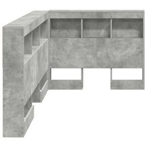 Aufbewahrungskopfteil mit Regal Beton Grau 75 cm