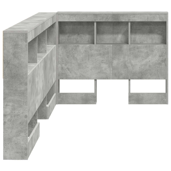 Aufbewahrungskopfteil mit Regal Beton Grau 75 cm