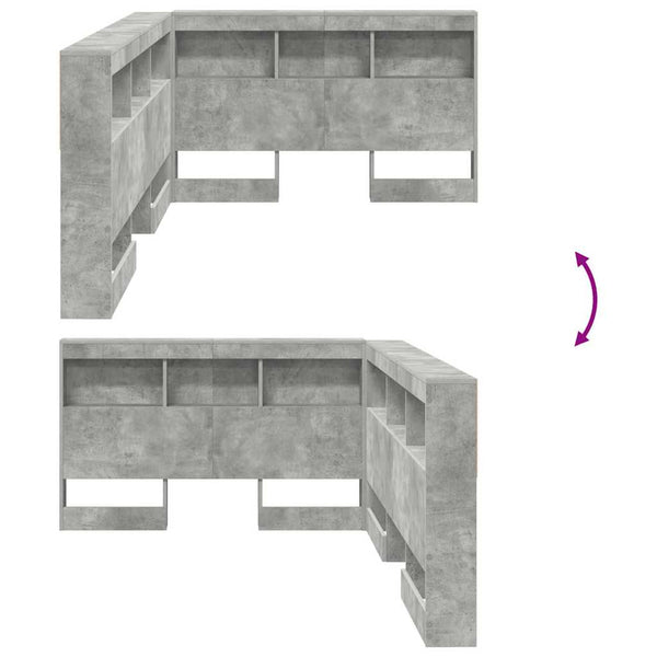 Beton Grau Stauraum Kopfteil 207,5cm