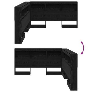 Schwarzes Kopfteil mit Stauraum Eichenoptik 135 cm