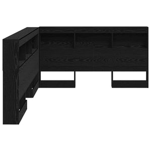 Schwarzes Kopfteil mit Stauraum Eichenoptik 135 cm