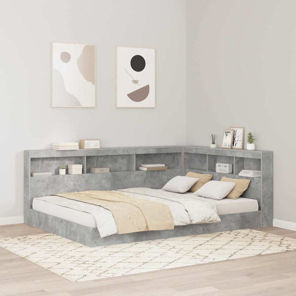 Aufbewahrungskopfteil mit Regal Beton Grau 135 cm