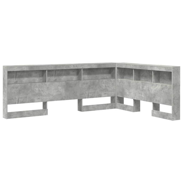 Aufbewahrungskopfteil mit Regal Beton Grau 135 cm
