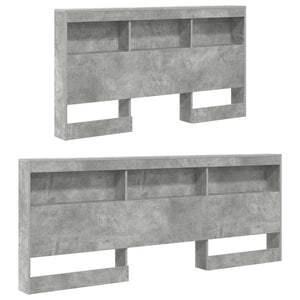 Aufbewahrungskopfteil mit Regal Beton Grau 135 cm