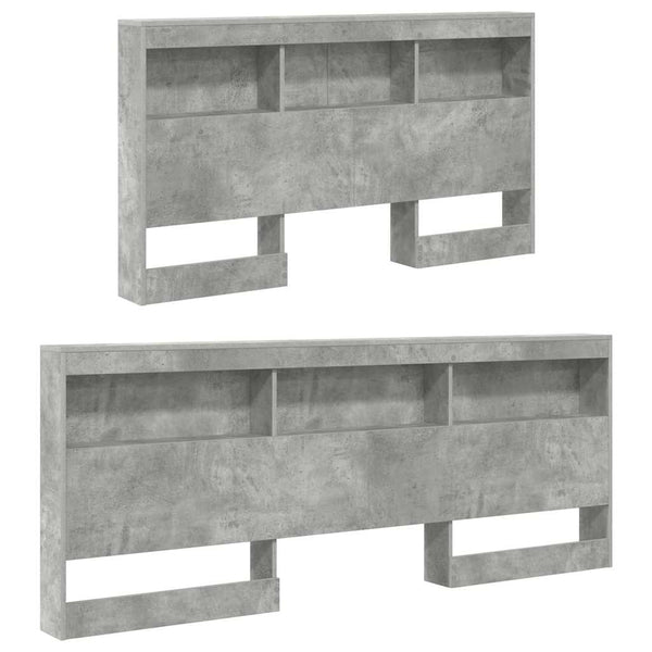 Aufbewahrungskopfteil mit Regal Beton Grau 135 cm