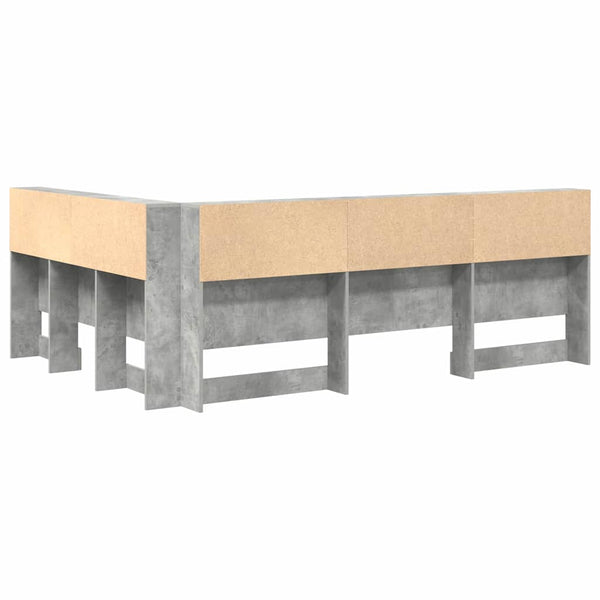 Aufbewahrungskopfteil mit Regal Beton Grau 135 cm