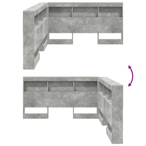 Aufbewahrungskopfteil mit Regal Beton Grau 135 cm