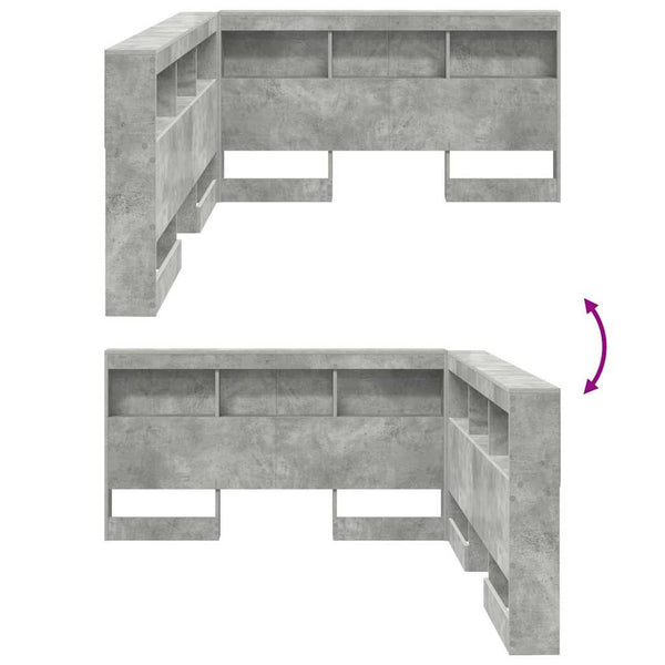 Aufbewahrungskopfteil mit Regal Beton Grau 135 cm