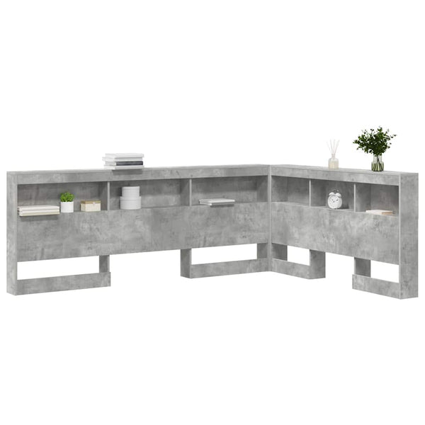 Aufbewahrungskopfteil mit Regal Beton Grau 135 cm