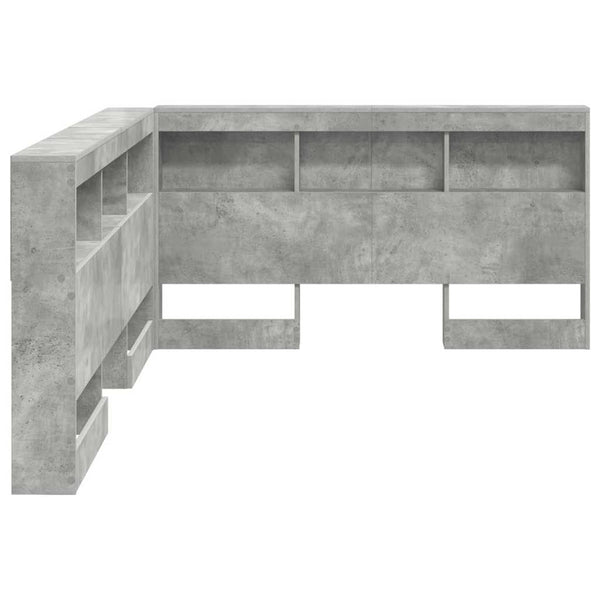 Aufbewahrungskopfteil mit Regal Beton Grau 135 cm