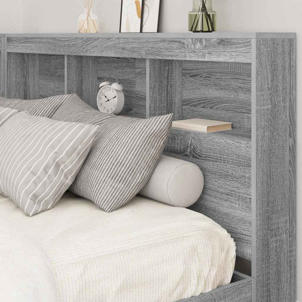 Graues Sonoma Kopfteil mit Stauraum 135cm