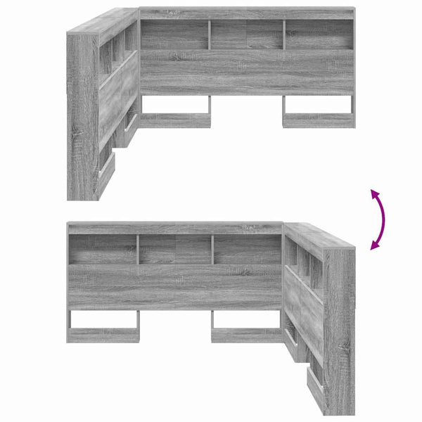 Graues Sonoma Kopfteil mit Stauraum 135cm