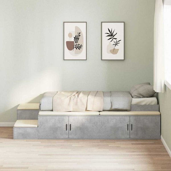 Bettgestell mit Stauraum, Betongrau, 90cm