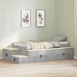 Bettgestell mit Stauraum, Betongrau, 90cm