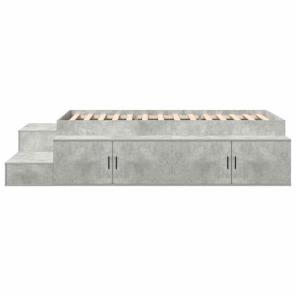 Bettgestell mit Stauraum, Betongrau, 90cm