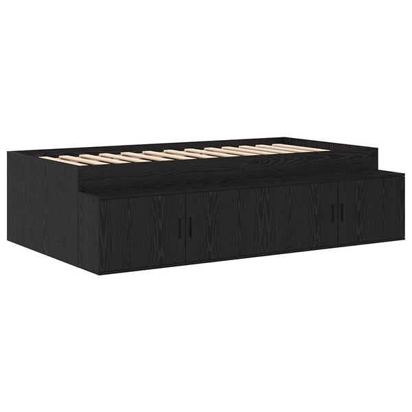 Aufbewahrungsbettgestell 90 cm Schwarz Eiche
