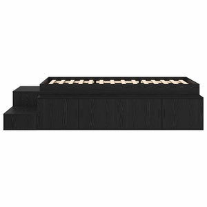 Aufbewahrungsbettgestell 90 cm Schwarz Eiche