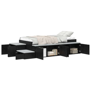 Aufbewahrungsbettgestell 90 cm Schwarz Eiche