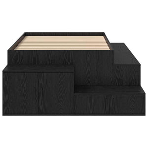 Aufbewahrungsbettgestell 90 cm Schwarz Eiche
